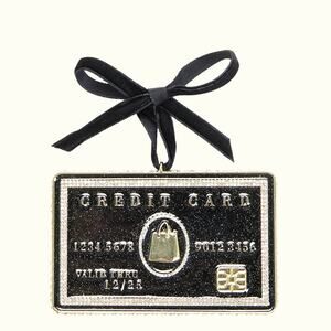 BaubleBar Black Credit Card Ornament 5x2.5in Christmas Holiday Glam NEW